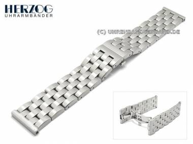 Watch strap 24mm stainless steel silver solid by HERZOG - Bild vergr��ern 