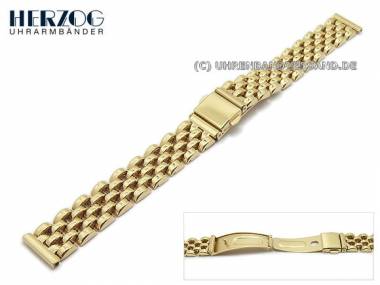 Watch strap 14mm stainless steel golden solid look polished by HERZOG - Bild vergr��ern 
