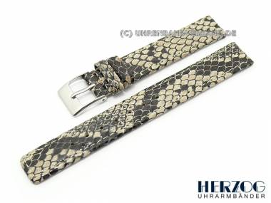 Watch band -Snake- 14mm black-cream by Herzog Snakeprint smooth (width of buckle 14 mm) - Bild vergr��ern 