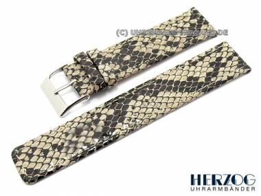 Watch band -Snake- 16mm black-cream by Herzog Snakeprint smooth (width of buckle 16 mm) - Bild vergr��ern 