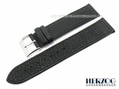 Watch band -Aqua Soft- 20mm black genuine nappa leather stitched by HERZOG (width of buckle 20 mm) - Bild vergr��ern 