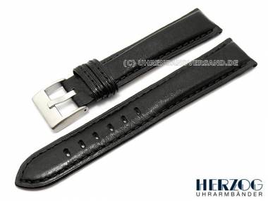 Watch band -Ascot- 24mm black finely grained by Herzog (width of buckle 22 mm) - Bild vergr��ern 