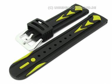 Watch band 22mm mulitcolored black-yellow caoutchouc trend design - Bild vergr��ern 