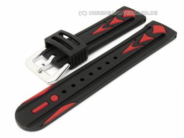 Watch band 22mm mulitcolored black-red caoutchouc trend design - Bild vergr��ern 