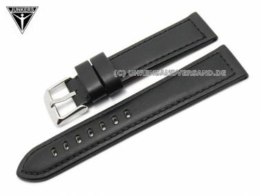 Replacement watch strap JUNKERS 22mm black leather smooth surface stiching for 6208, 6218, 6224 - Bild vergr��ern 