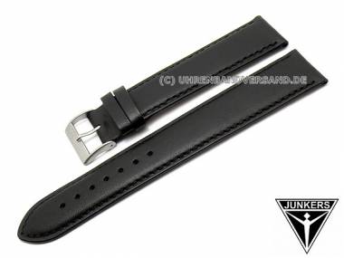Replacement watch strap JUNKERS 22mm XL black leather smooth surface stiching for 6218 - Bild vergr��ern 
