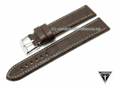 Replacement watch strap JUNKERS 22mm XL dark brown leather alligator grain for 6510, 6532, 6566 - Bild vergr��ern 