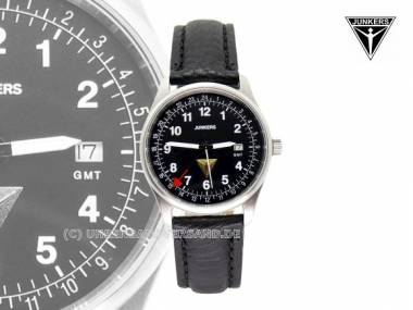 Men's aviator watch -6246-2- satined stainless steel black face by Junkers (*JK*HU*) - Bild vergr��ern 