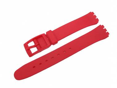 Watch band for Swatch 12mm red synthetic smooth surface - Bild vergr��ern 
