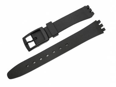 Watch band for Swatch 12mm black synthetic smooth surface - Bild vergr��ern 