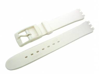 Watch band for Swatch 12mm white synthetic smooth surface - Bild vergr��ern 