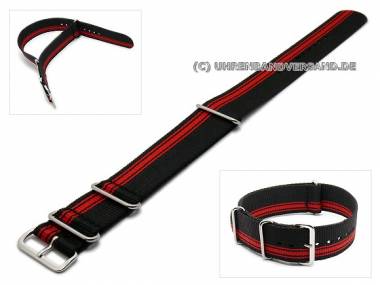 Watch band 24mm black with red stripes NATO-style - Bild vergr��ern 