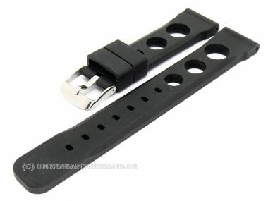 Watch band 24mm black silicone racing look smooth surface (width of buckle 22 mm) - Bild vergr��ern 