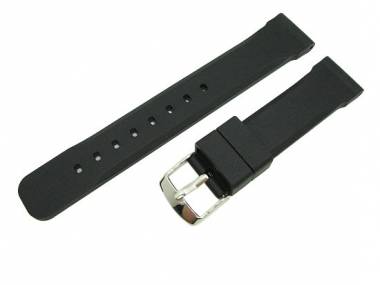 Watch band 22mm black silicone smooth surface (width of buckle 20 mm) - Bild vergr��ern 