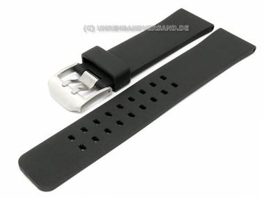 Watch band 24mm black silicone smooth surface waterproof double-buckle - Bild vergr��ern 