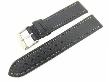 TOP: Watch band 22mm dark blue carbon look with light seam - Bild vergr��ern 