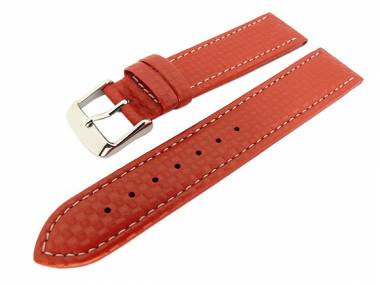 TOP: Watch band 24mm red carbon look with light seam - Bild vergr��ern 