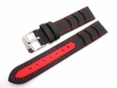 Watch band 18mm black/red EULIT -Surfer- - Bild vergr��ern 