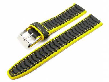 Watch band casual style 18mm black/yellow synthetic waterproof - Bild vergr��ern 