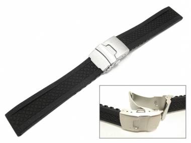 Watch band 24mm black silicone deployment clasp (width of buckle 22 mm) - Bild vergr��ern 