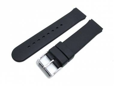 Watch band 22mm black silicone smooth surface (width of buckle 22 mm) - Bild vergr��ern 