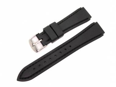 Sports band 18mm black silicone smooth surface stitched - Bild vergr��ern 