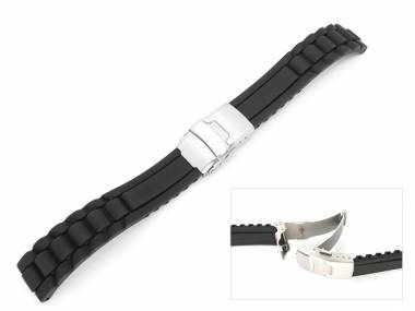 Watch band 16mm black silicone structured surface deployment clasp (width of buckle 14 mm) - Bild vergr��ern 
