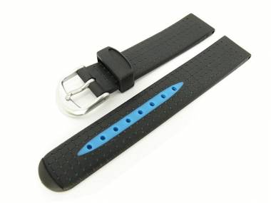 Watch band 18mm black/blue silicone structured surface - Bild vergr��ern 