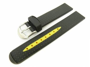 Watch band 18mm black/yellow silicone structured surface - Bild vergr��ern 