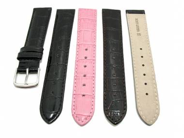 TOP: Watch band ALLIGATOR ELEGANCE 16 - 20mm black, dark brown or pink, lightly padded - Bild vergr��ern 