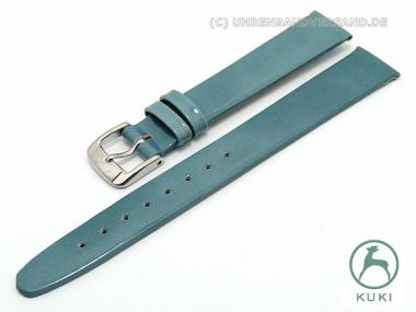Watch strap 12mm blue patent leather smooth by KUKI (width of buckle 10 mm) - Bild vergr��ern 