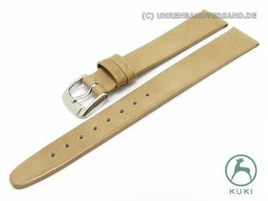 Watch strap 14mm light brown patent leather smooth by KUKI (width of buckle 12 mm) - Bild vergr��ern 