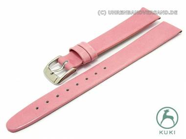 Watch strap 12mm pink patent leather smooth by KUKI (width of buckle 10 mm) - Bild vergr��ern 