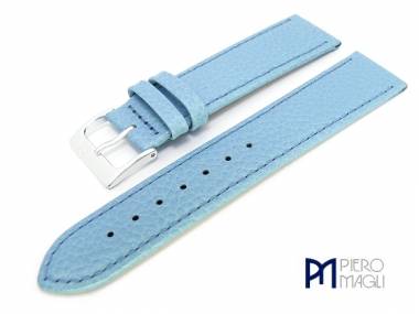 Watch band -Femina- 24mm light blue grained surface robust by Piero Magli (width of buckle 22 mm) - Bild vergr��ern 