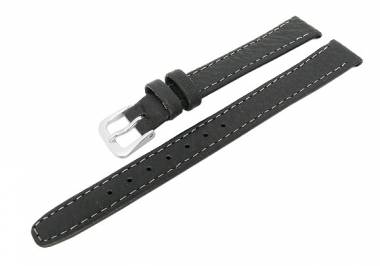 Watch band 12mm black shrunken leather stitched - Bild vergr��ern 