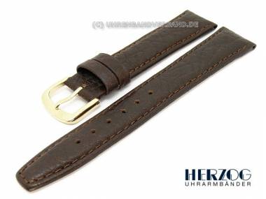 Watch band 22mm dark brown Herzog -Calf matt- grained surface - Bild vergr��ern 