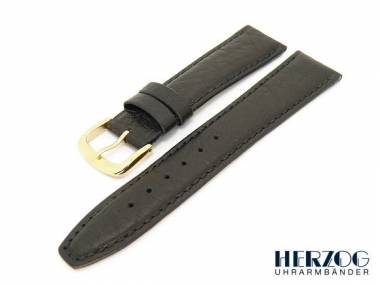 Watch band 22mm black Herzog -Calf matt- grained surface - Bild vergr��ern 