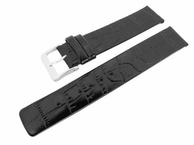 Watch band leather black alligator grain 18mm glossy - Bild vergr��ern 
