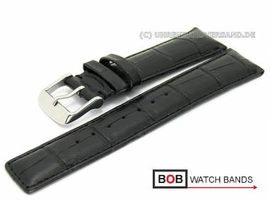 Watch band 20mm black alligator grain stitched by BOB - Bild vergr��ern 