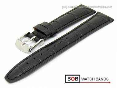 Watch band 18mm black alligator grain stitched by BOB - Bild vergr��ern 