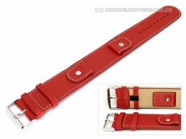Watch band -Cliffhanger- 22mm light red leather pad contrast stitching - Bild vergr��ern 