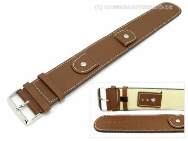 Watch band -Cliffhanger- 26mm brown leather pad contrast stitching - Bild vergr��ern 