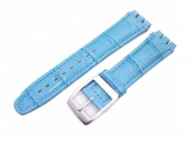 Watch band -Alligator Big- for Swatch 19mm light blue leather alligator grain - Bild vergr��ern 