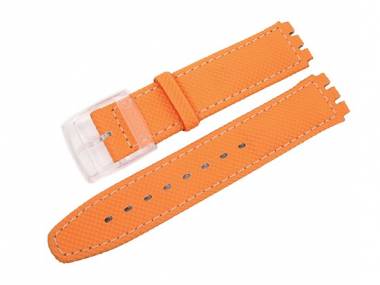 Watch band -Basket- for Swatch orange 17mm synthetic/leather - Bild vergr��ern 