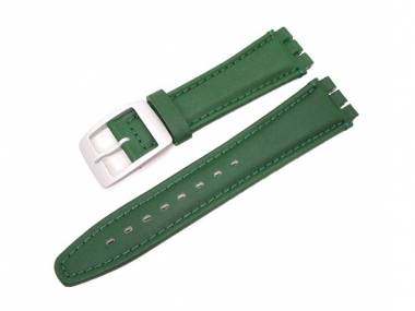 Watch band -BisonBig- for Swatch green 19mm leather padded and raised - Bild vergr��ern 