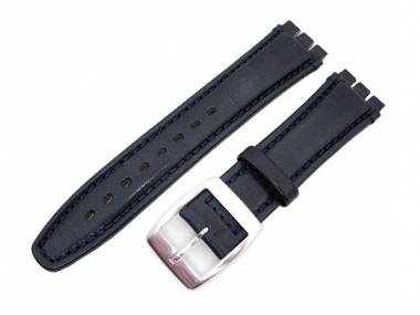 Watch band -Bullock- for Swatch dark blue 19mm leather padded and raised - Bild vergr��ern 