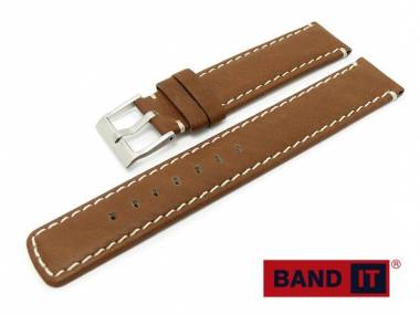 Watch band -Indy- 22mm brown smooth surface white stitching by Band-It - Bild vergr��ern 