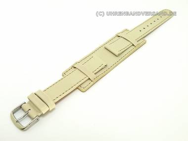 Watch band 14mm creme with leather pad smooth surface (width of buckle 12 mm) - Bild vergr��ern 
