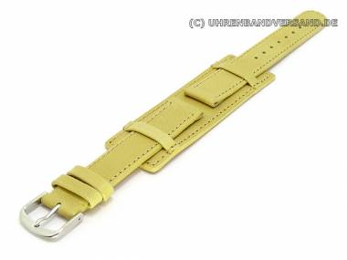 Watch band 16mm light brown / beige with leather pad smooth surface (width of buckle 16 mm) - Bild vergr��ern 