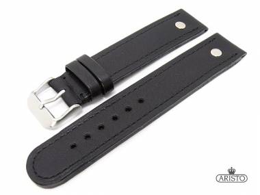 Watch band 20mm black robust riveted for Aristo (e.g. -Offizier-) - Bild vergr��ern 